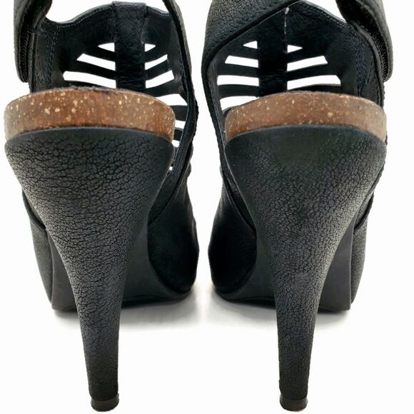 Vince Camuto Black Nubuck Leather Caged Open-Toe Sling-Back High Heel Sandals - Picture 5 of 15